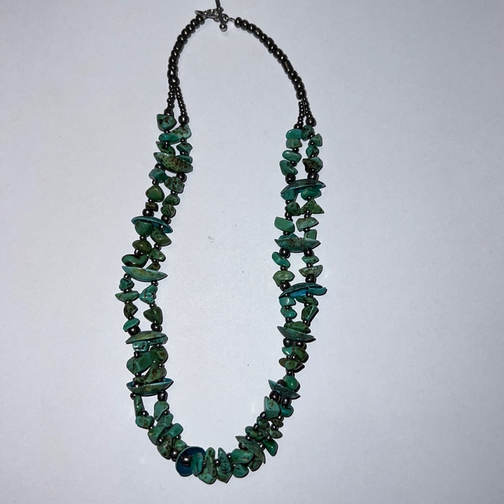 Western hand beaded necklace turquoise beads